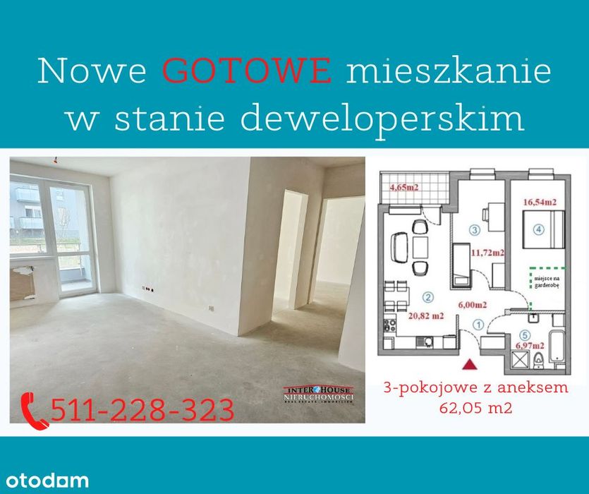 0% Nowe, gotowe deweloperskie 3pok, loggia, łazienka->7m2! Unii Europ.