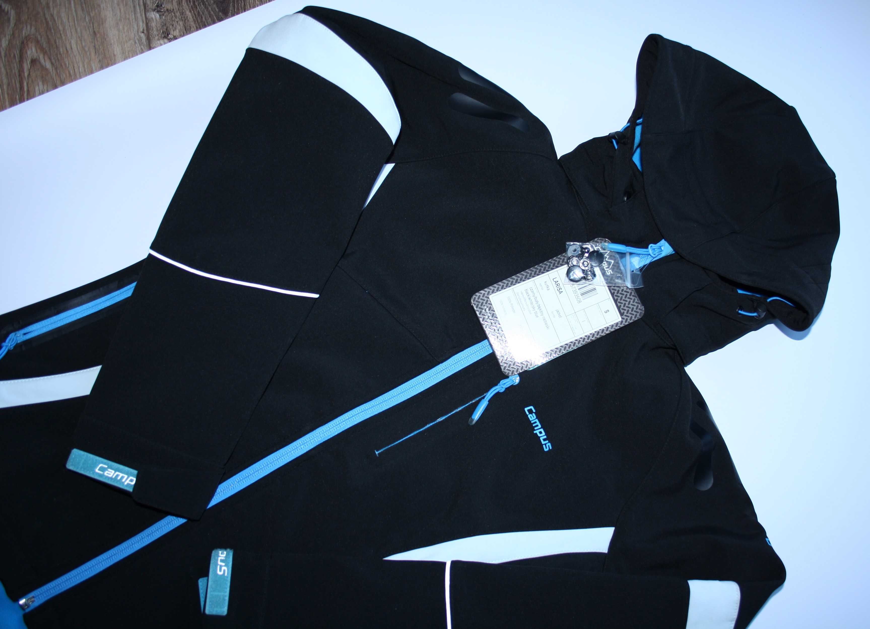 damska kurtka softshell CAMPUS LARISA czarny/niebieski/biały r. S/36