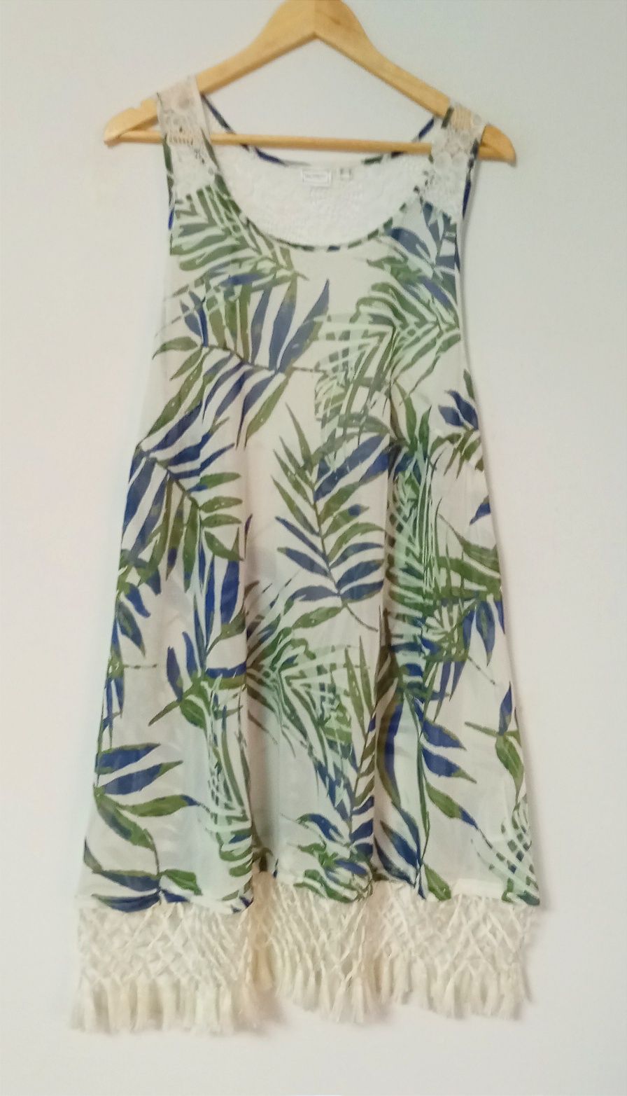 NOWA sukienka plażowa r.48 szyfon z koronką, haftem i pędzelkami Bpc