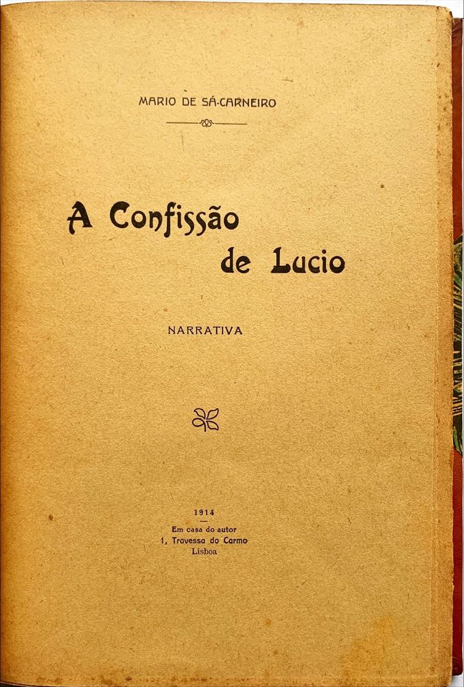 A Confissão de Lúcio - 1914 - Mário de Sá-Carneiro