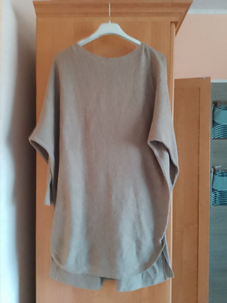 Sweter damski długi rozmiar S M kawa z mlekiem
