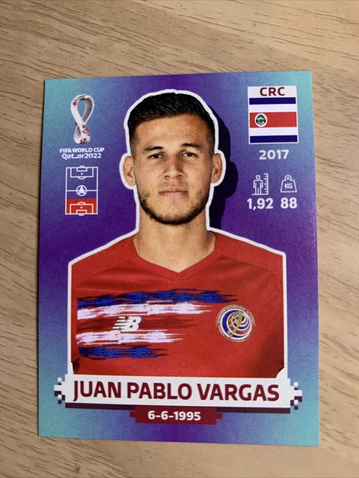 Panini cromo Qatar 2022 - Costa Rica Juan Pablo Vargas - portes gratis