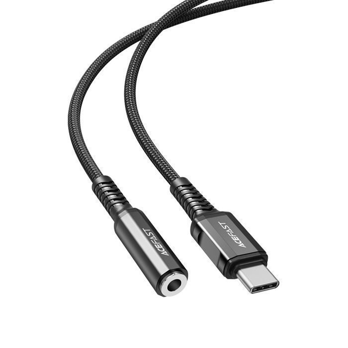 Przejściówka Audio USB Typ C na Mini Jack 3,5mm - Czarny, 18cm