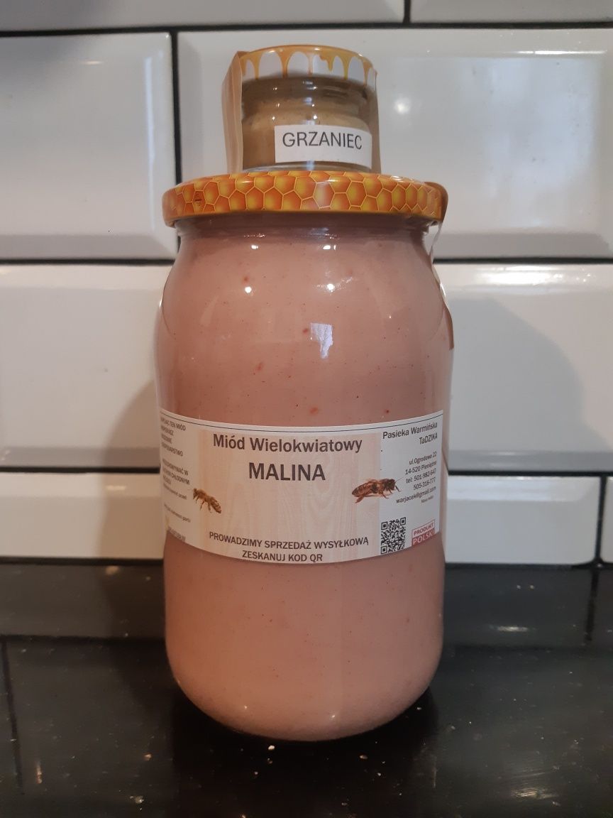Miód Malina kremowany 1,15 kg +GRATIS