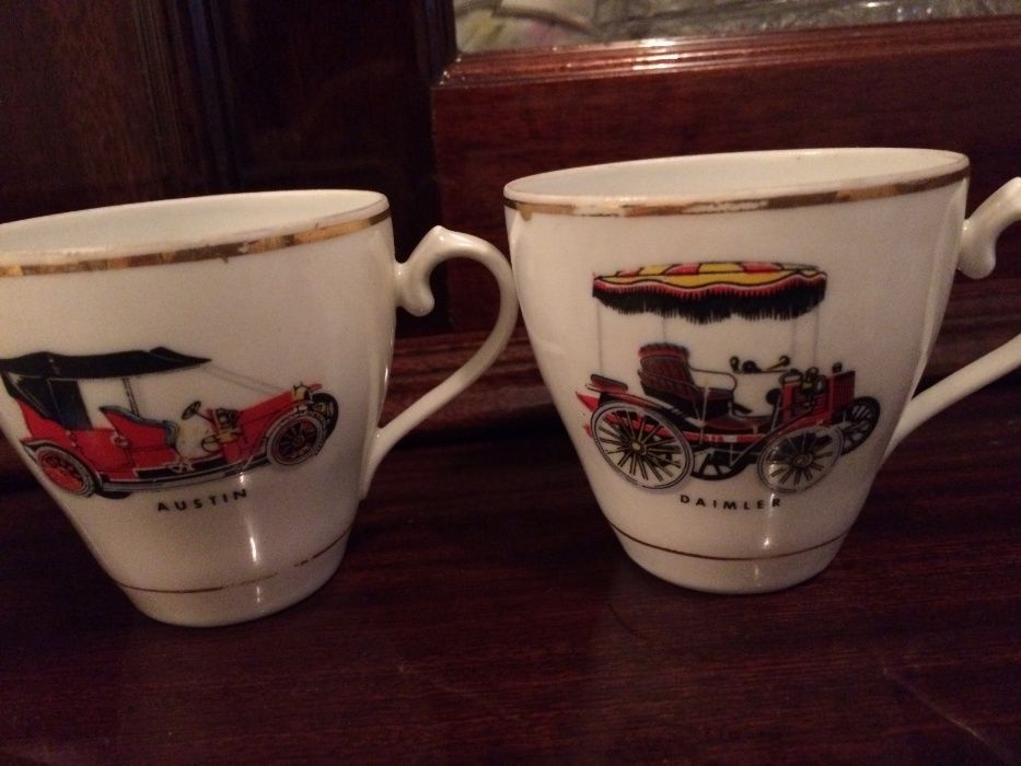 6 Chávenas de café antiga com motivo de carros antigos