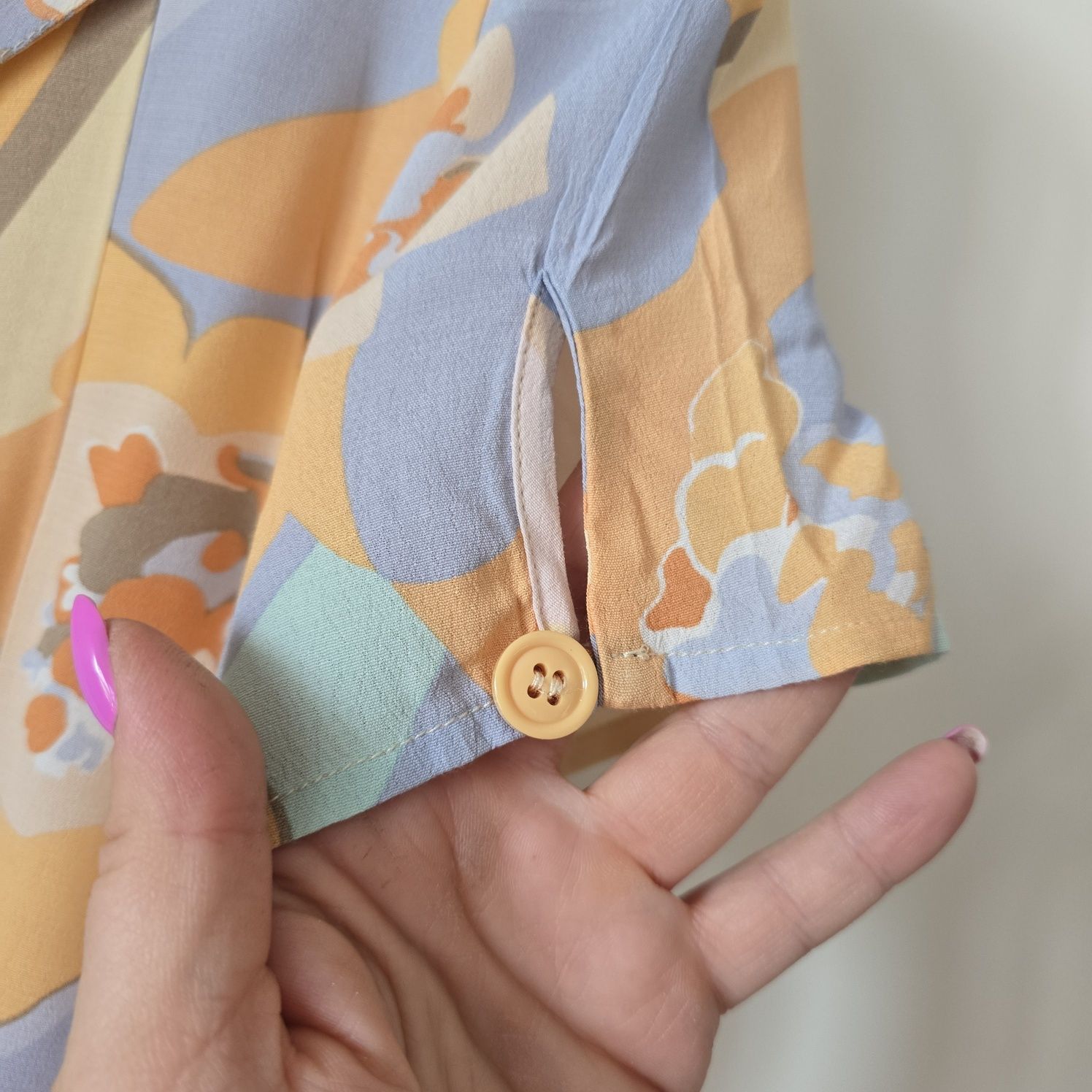 Sukienka Zara mini l 40 krótki rękaw viscose vintage retro pastelowa