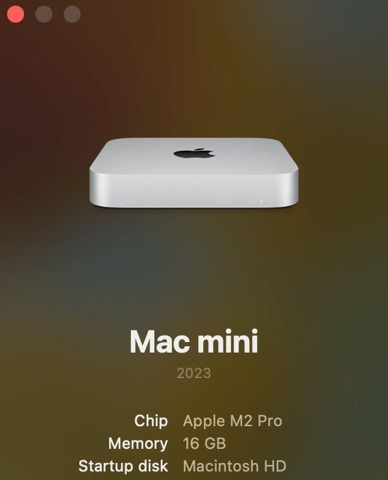 Mac Mini 2023 M2 Pro / 16GB RAM / 512GB SSD