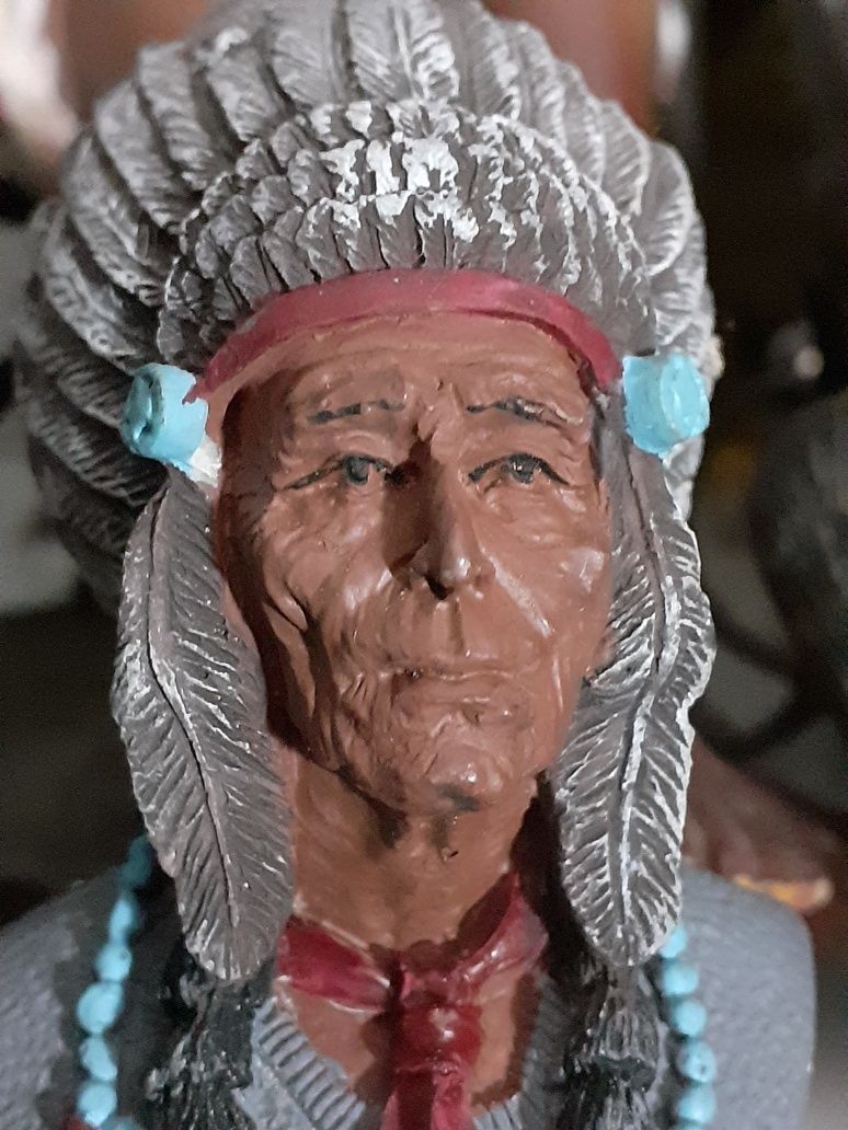 Estatuetas Busto Pescador Indio Navajo cavalo Macaco decoração coleção