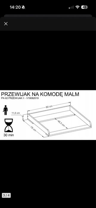 Nakładka na komodę przewijak Ikea Malm 80 cm