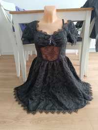 Czarna gotycka sukienka z krzyżem rozmiar M