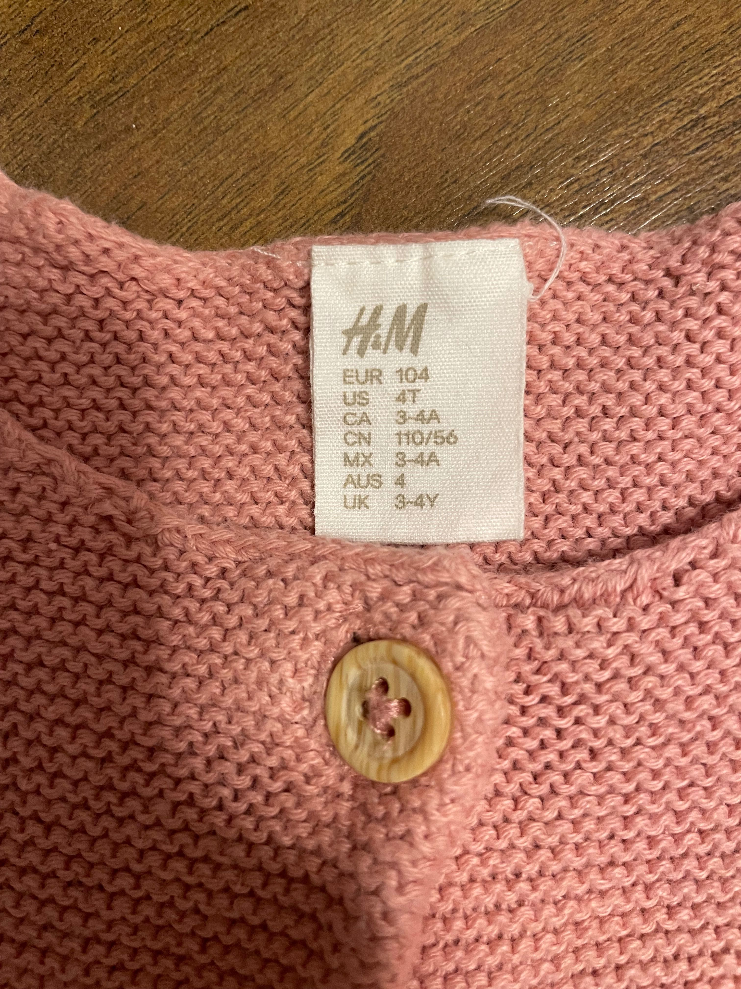 Sweterek H&M dla dziewczynki różowy dzianina rozm.104