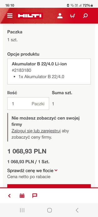 Bateria Hilti B 22 4.0 bdb stan.