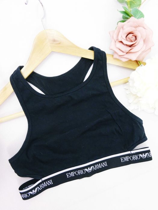 CB75 Sportowy stanik Emporio Armani bawełniany czarny fitness S 36