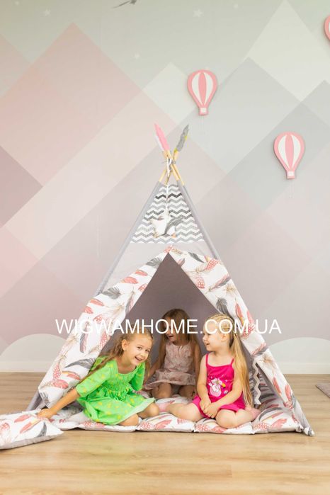 Великий Дитячий Вігвам 150х150х200см "Великі Пірʼя", Повний комплект