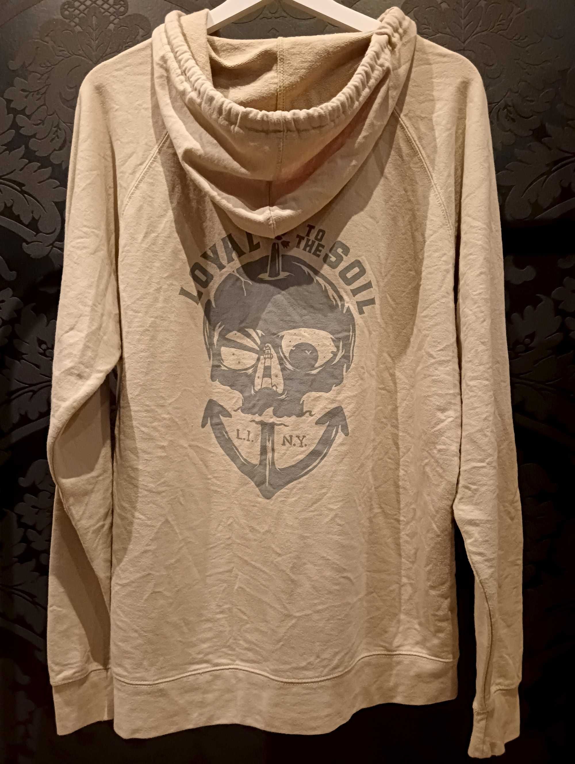 Bluza z kapturem L Independent damska męska czaszka piraci beżowa