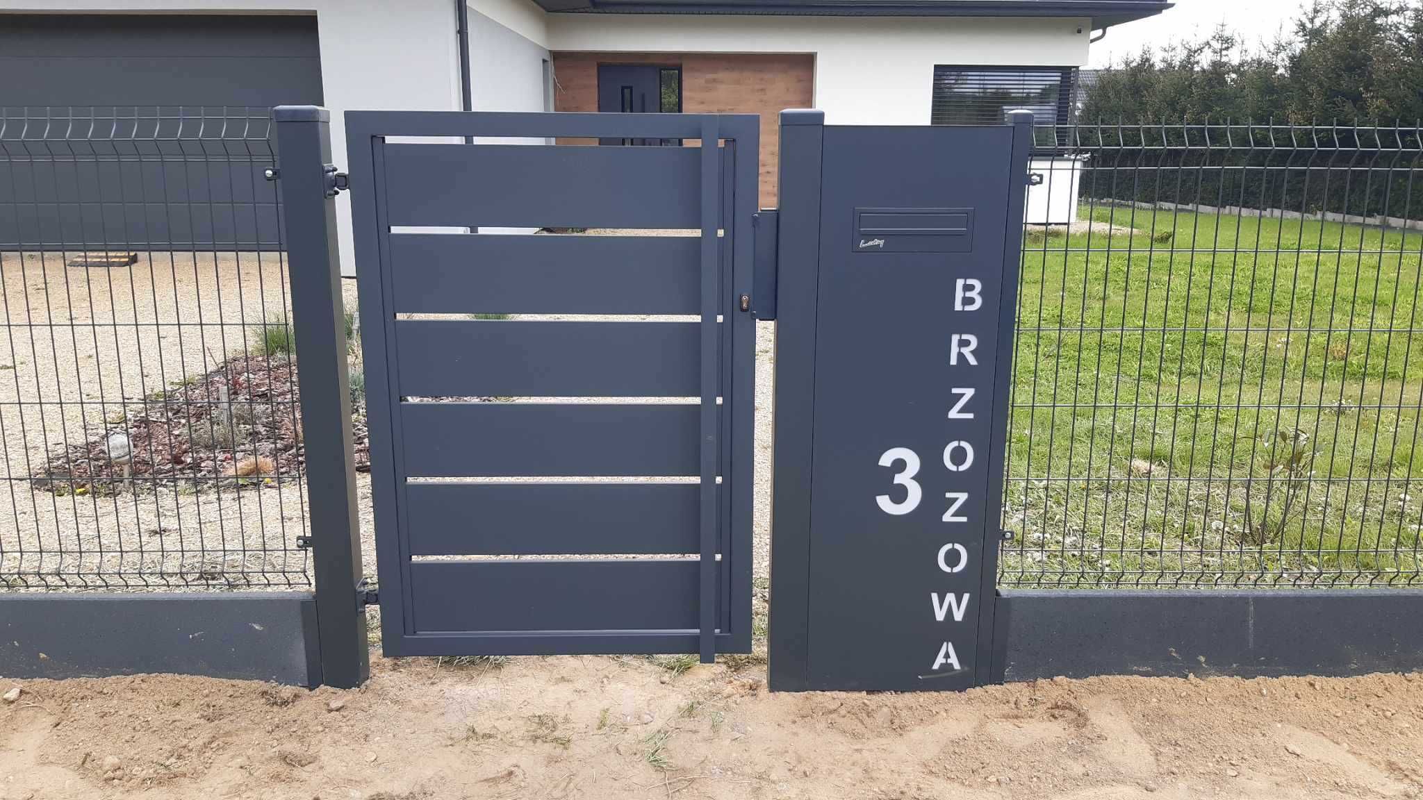 brama wjazdowa dwuskrzydłowa, przesuwna