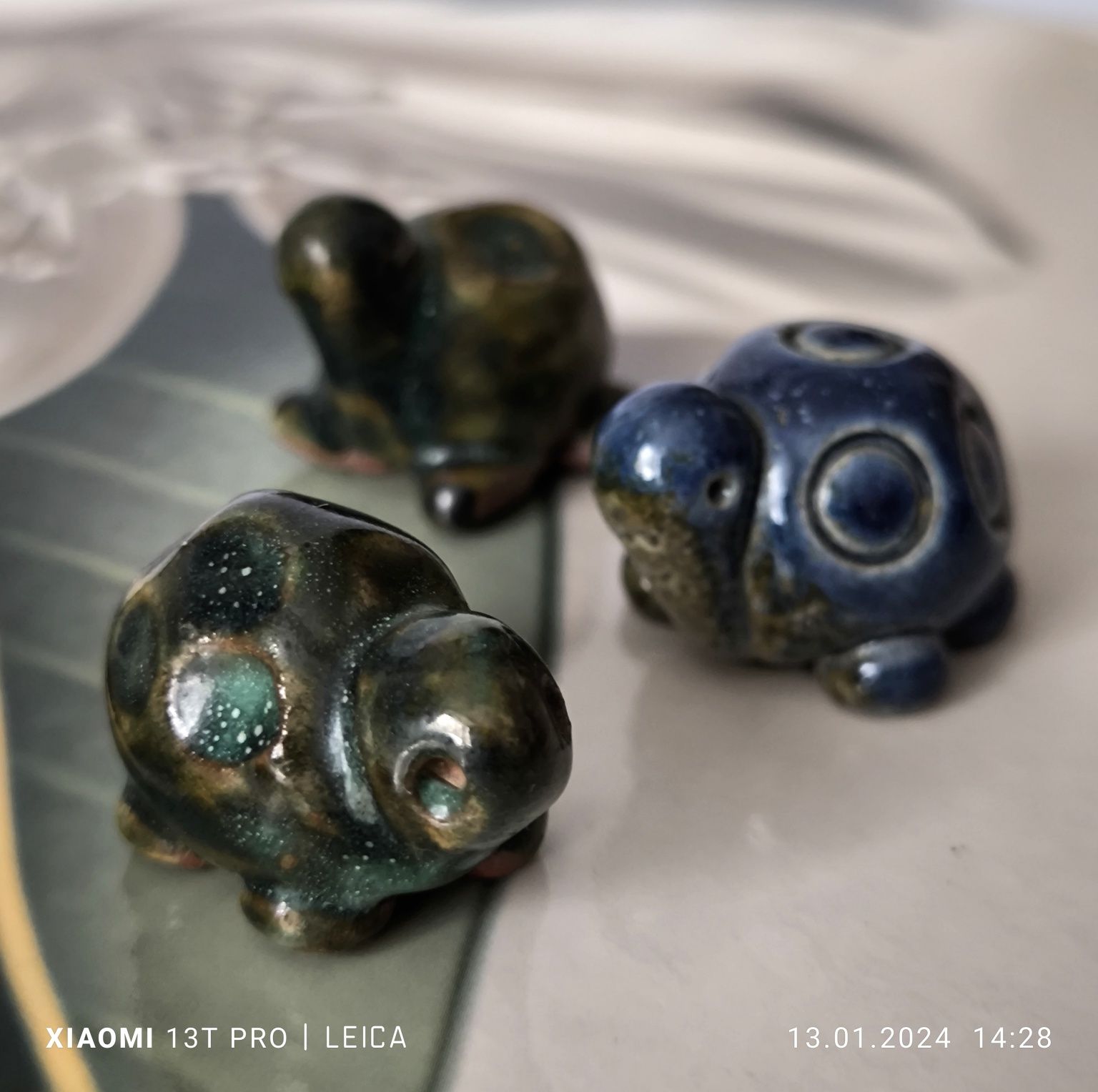 Żółwie piękna stara ceramika 3 sztuki
