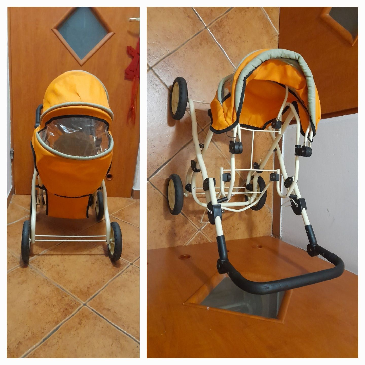 Wózek głęboko-spacerowy z torebką,nosidelkiem dla lalki.wózek 2w1.