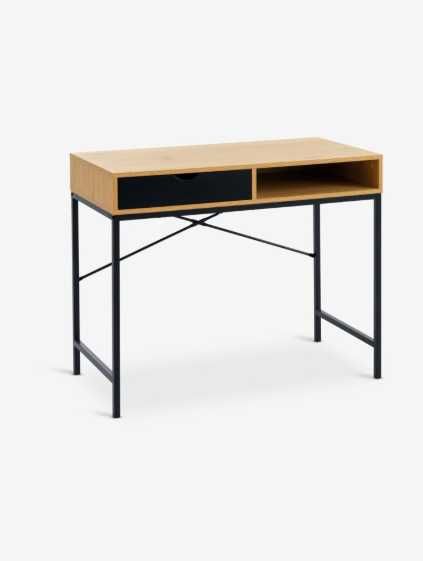 Biurko TRAPPEDAL 48x95 1 szuflada kolor ciepły dąb/czarny jysk
