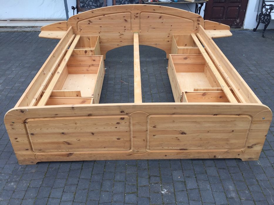 Lozko rama 180x200 z szufladami drewniane