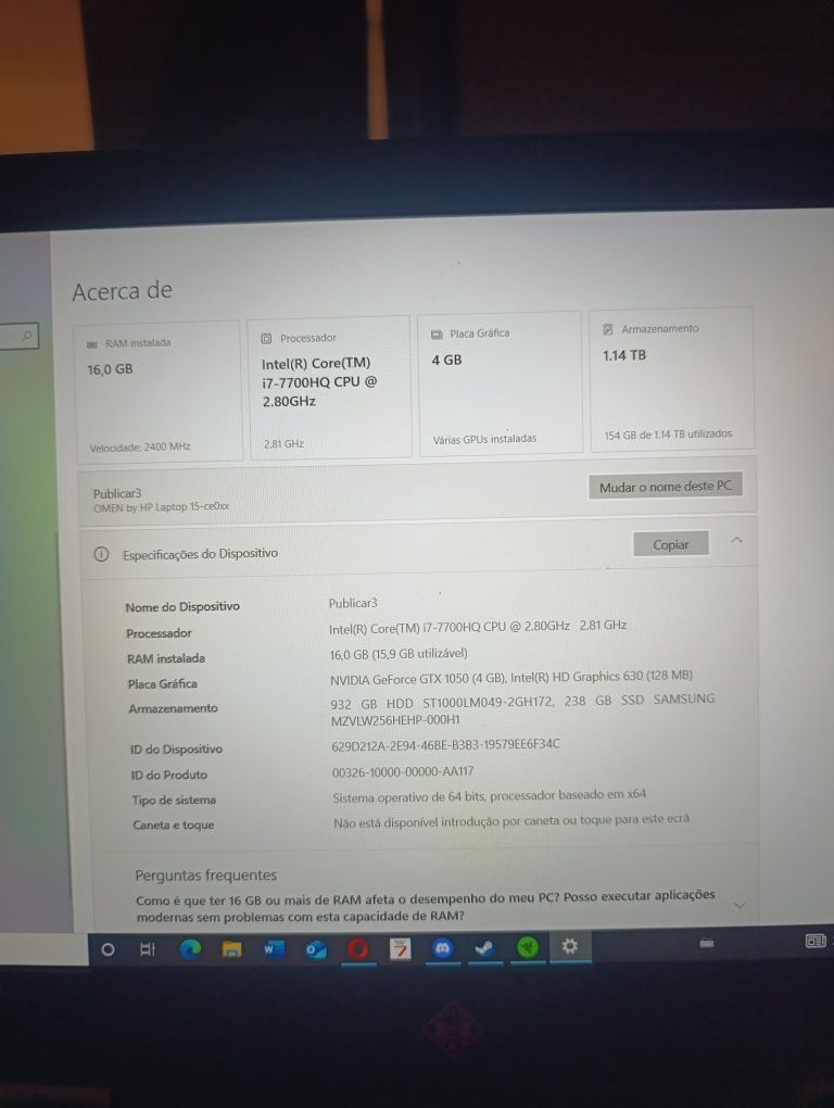 Portátil gamer OMEN HP