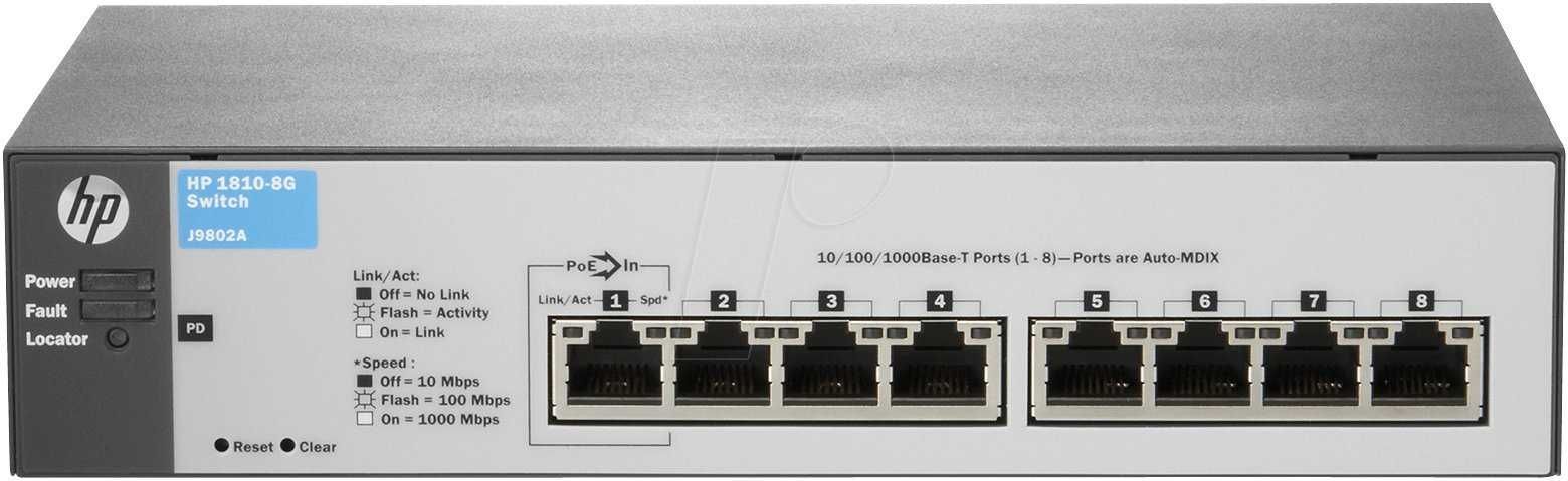 Switch HP 1810-8G J9802A ProCurve 8portas 8xGIG Layer 2