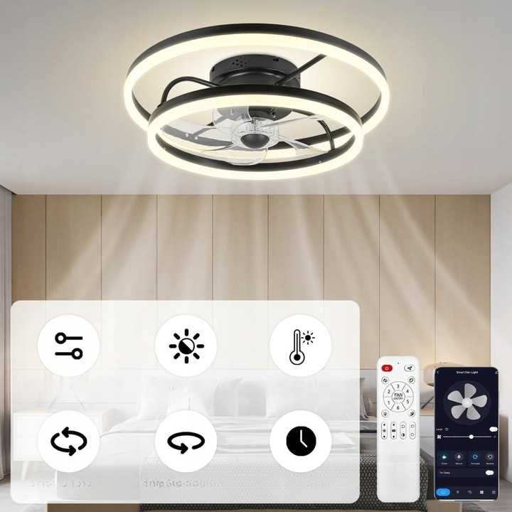 Wentylator Sufitowy z Oświetleniem Lampa Sufitowa z Wiatrakiem 50 cm