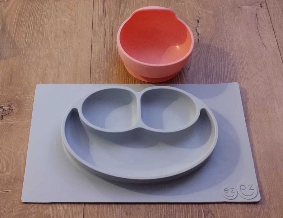 Silikonowy zestaw talerzyk z podkładką + miseczka