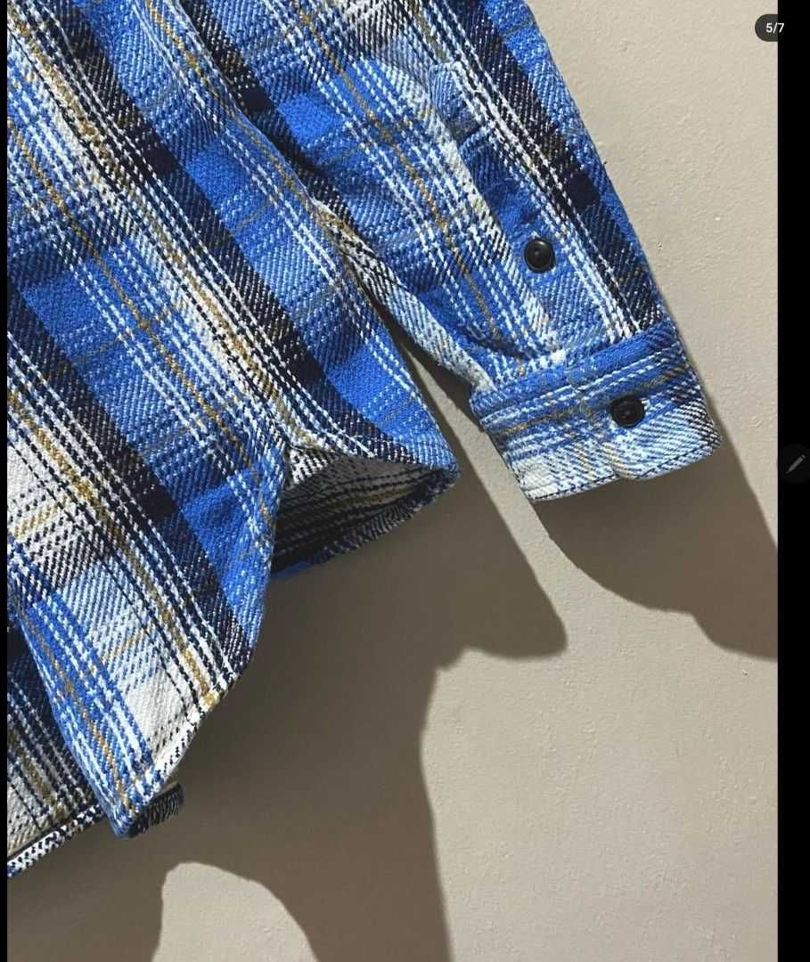 GAP Vintage Фланелева рубашка 90-х розмір М клітинка синя біла чорна