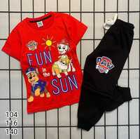 Komplet czerwono czarny Psi Patrol t-shirt spodnie dla chłopca 9-10 la