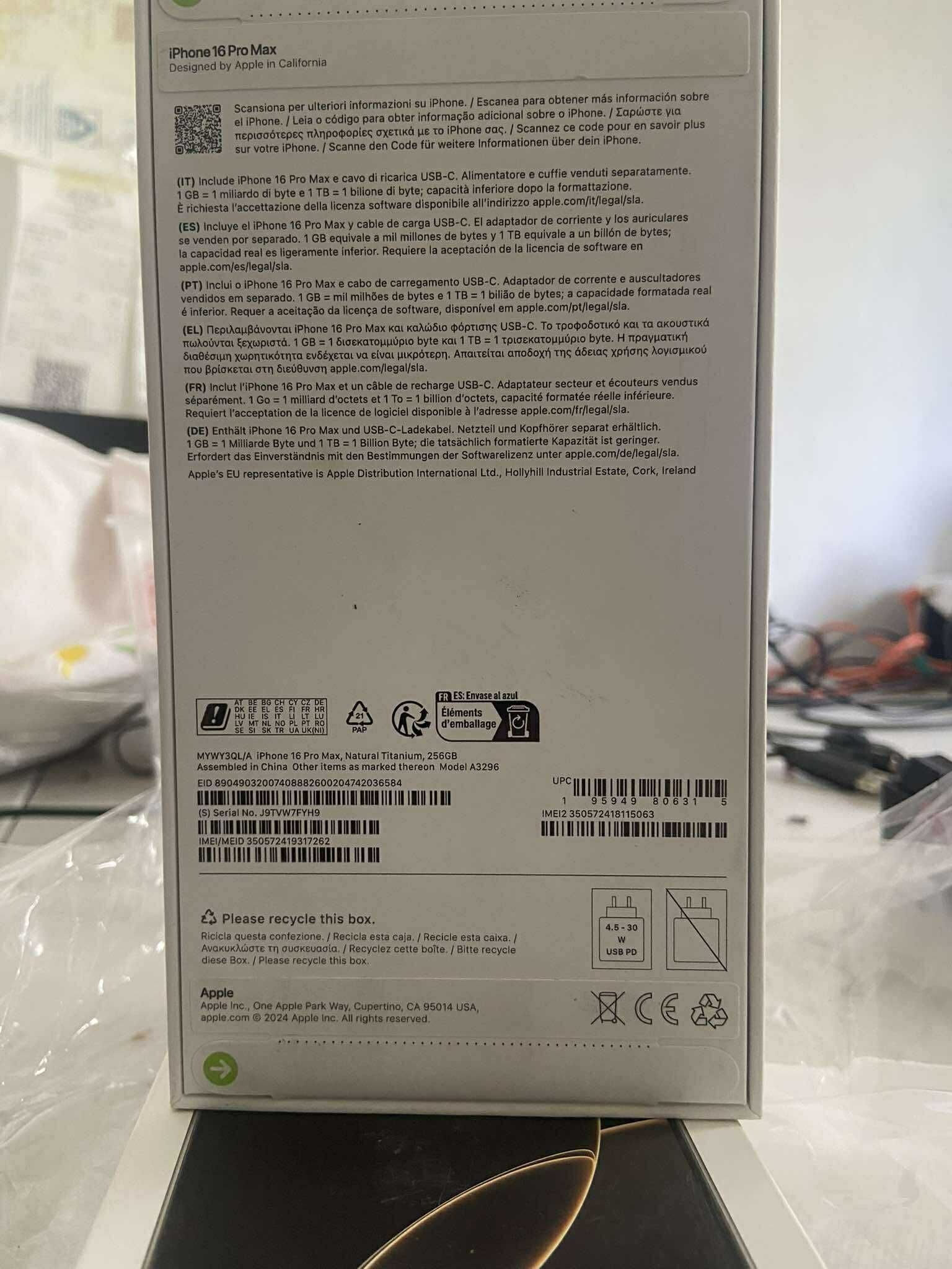 Iphone 16 promax 256 Titanium Novo
