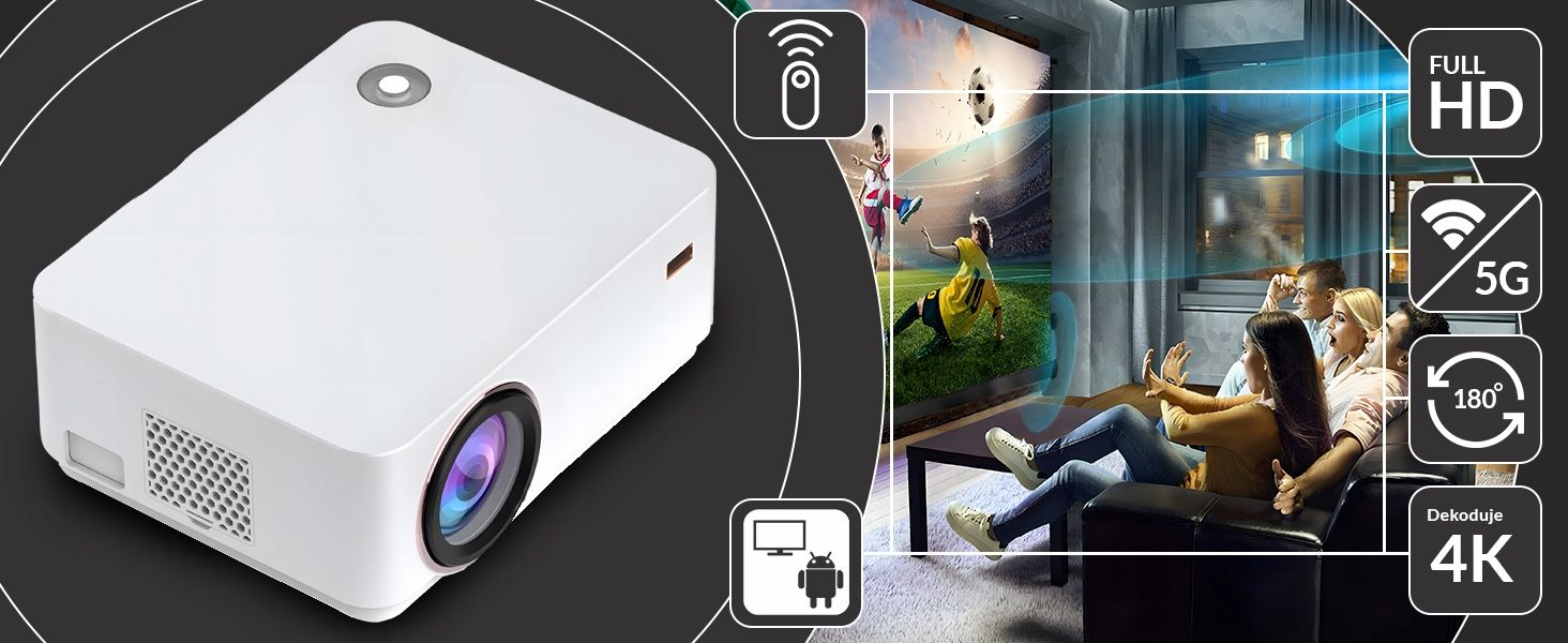Projektor QIKtech Smart TV 4K 9000lm Bluetooth