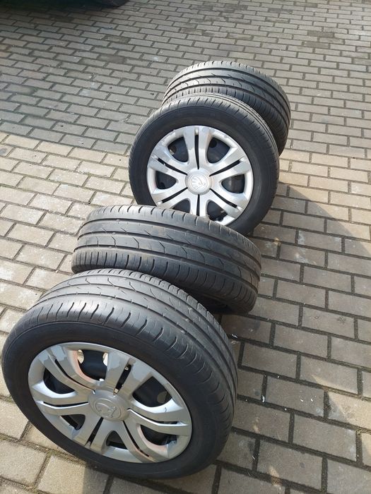 Komplet kol lato skoda fabia 5x100 Contonental 195 55 R15 85H +kolpaki