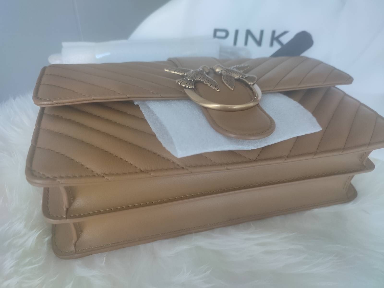 Torebka Pinko Classic Love Bag Icon V Quilt beżowa khaki