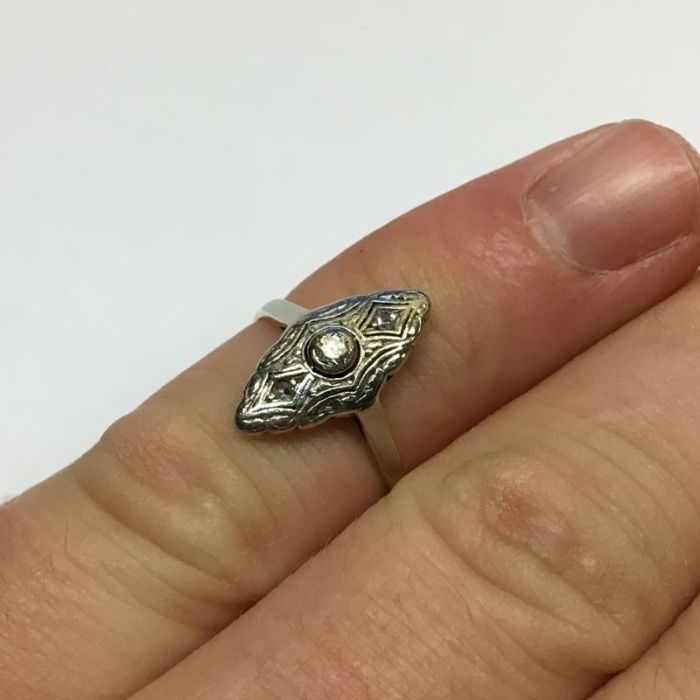 Platynowo Złoty Pierścionek - 1,89g - DIAMENTY - KRAKÓW