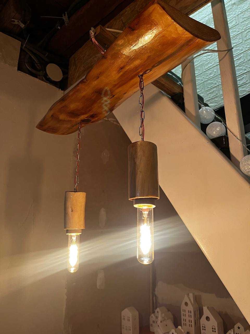 Люстра из дерева в стиле лофт, ручная работа, с лампами Edison
