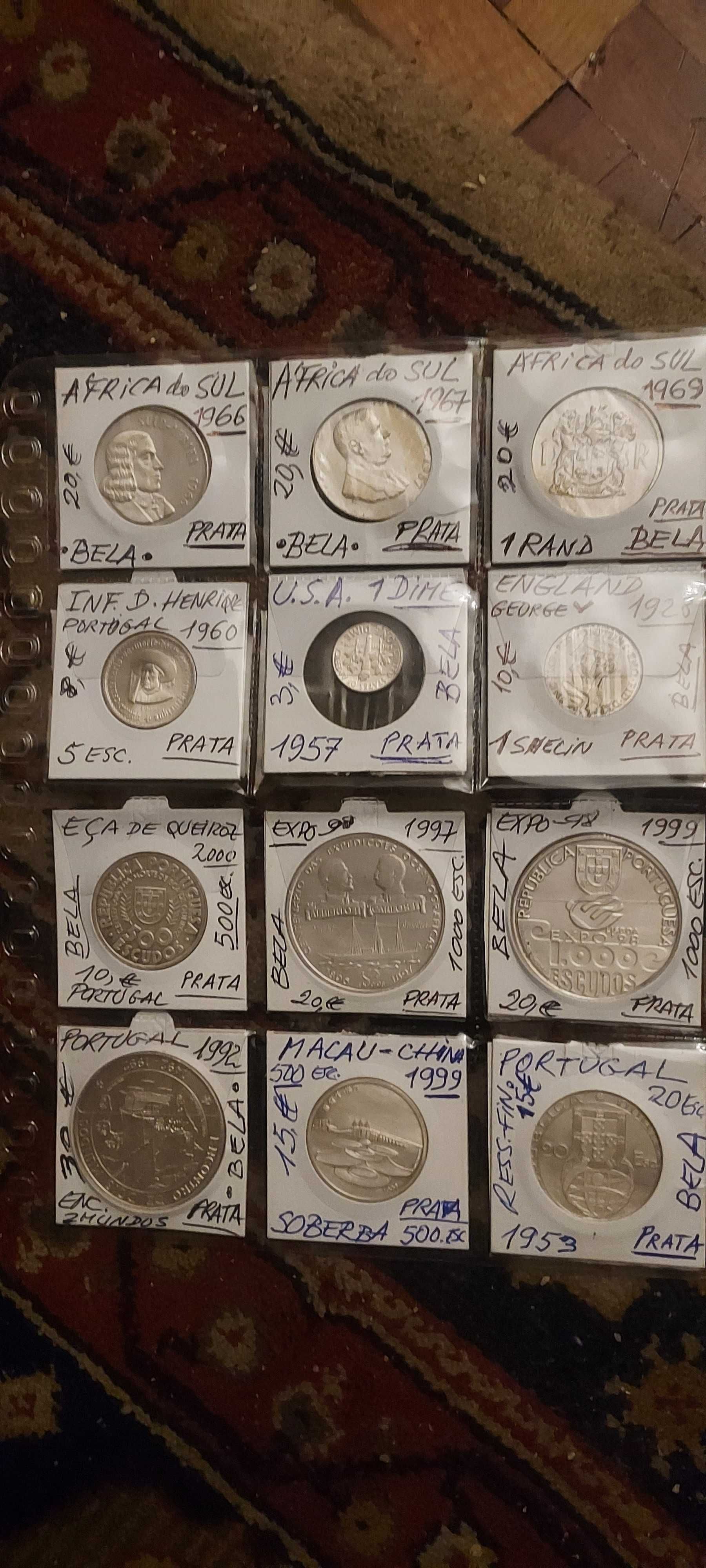 VENDO 12 moedas DE PRATA LINDAS. VEJAM FOTOS. Bom negóc PORTES GRÁTIS.