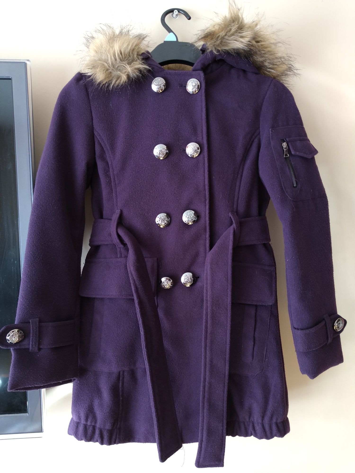 Płaszcz kurtka jesień z flauszu na 6-7lat dla dziewczynki Steve Madden