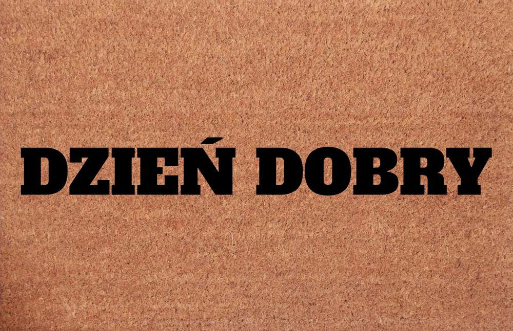 wycieraczka pod drzwi wejściowe z napisem dzień dobry