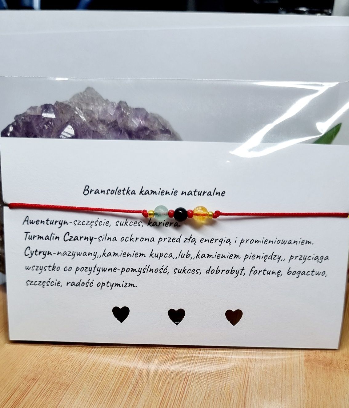 Bransoletka  naturalne kamienie awenturyn turmalin czarny cytryn
