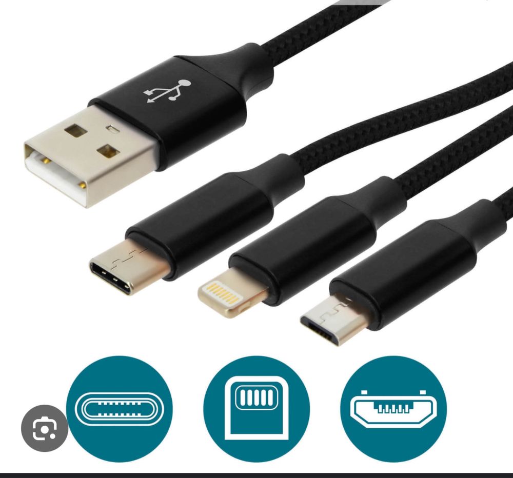Cabo carregamento dados USB tipe C micro usb Lightning