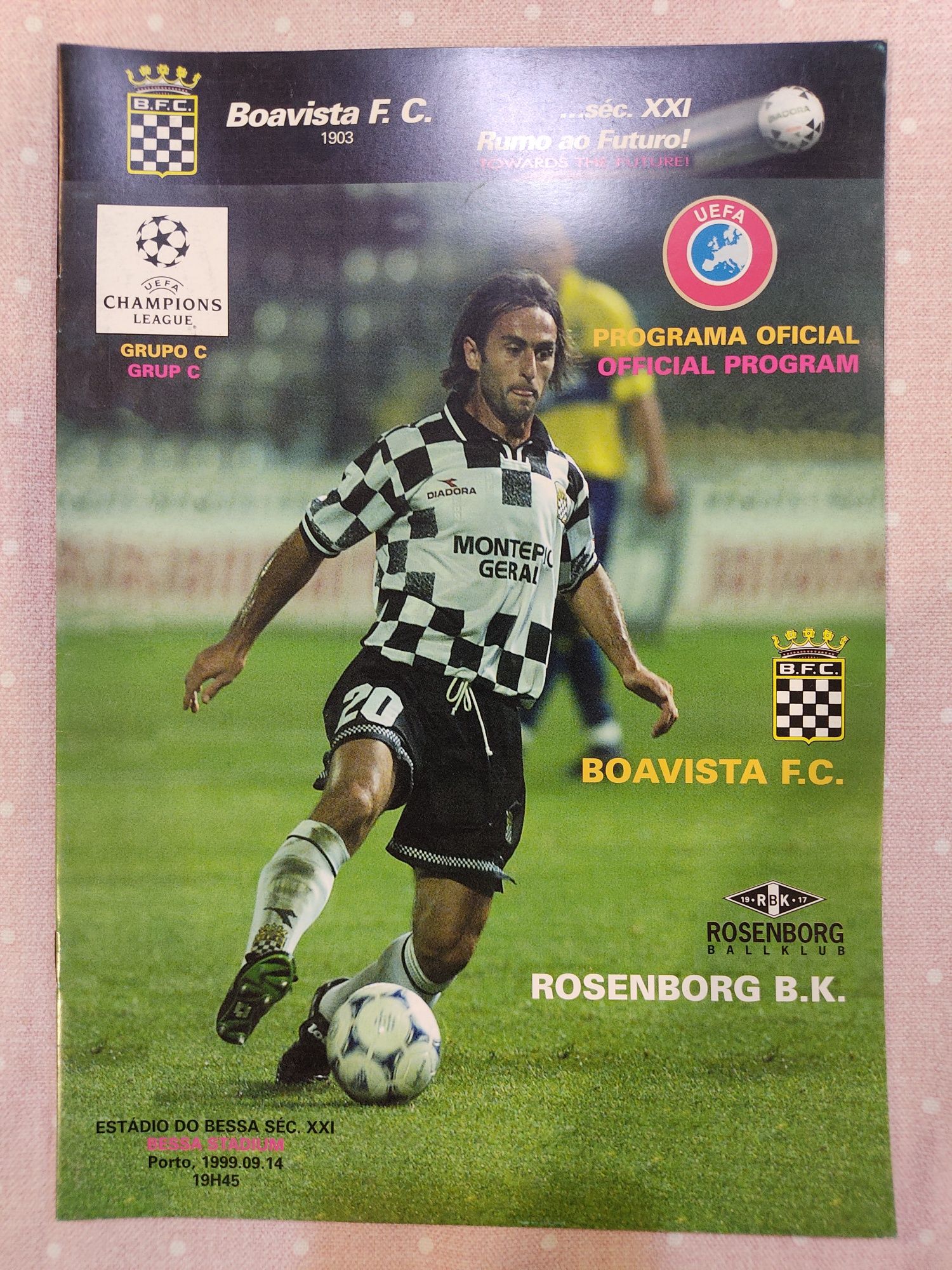 Programa de jogo Boavista Rosenborg Champions league 1999/2000