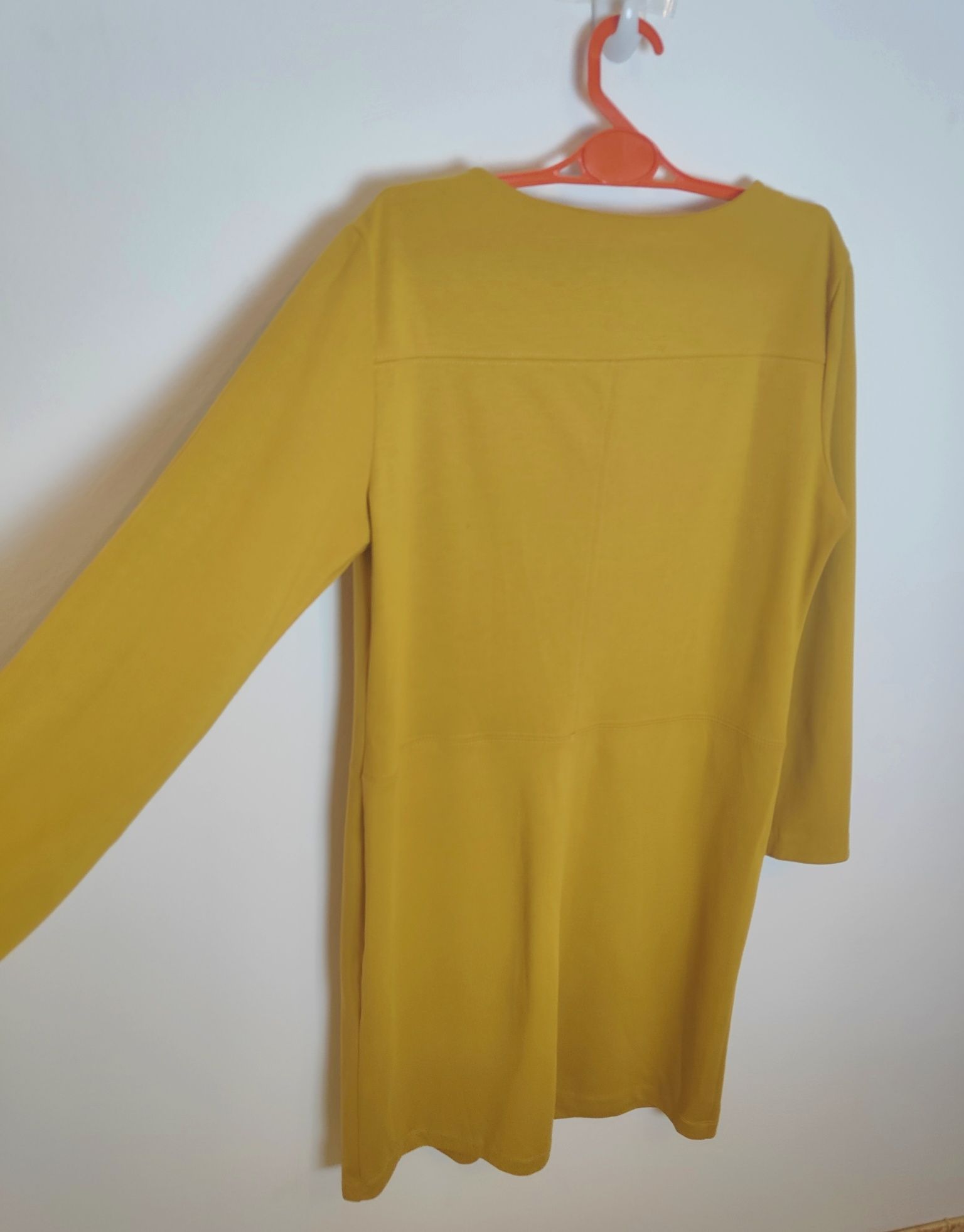 Sukienka CharlesVogeledamska kolor musztardowy rękaw 3/4 rozmiar L XL