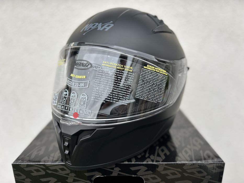 Kask motocyklowy NAXA F35 rozmiar XXL 63-64cm, czarny matt, Blenda!