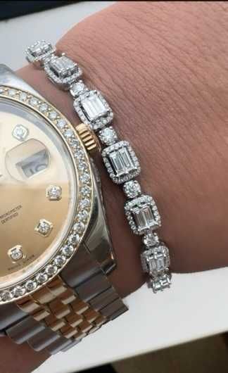 Bransoletka z diamentami naturalnymi Infinity Bagiety bagiety VVS-F