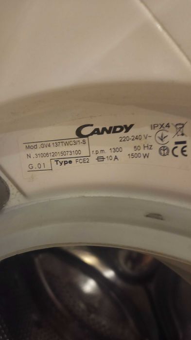 Pralka Candy Grand VIta gv4 137twc3/1-s - uszkodzona, na części