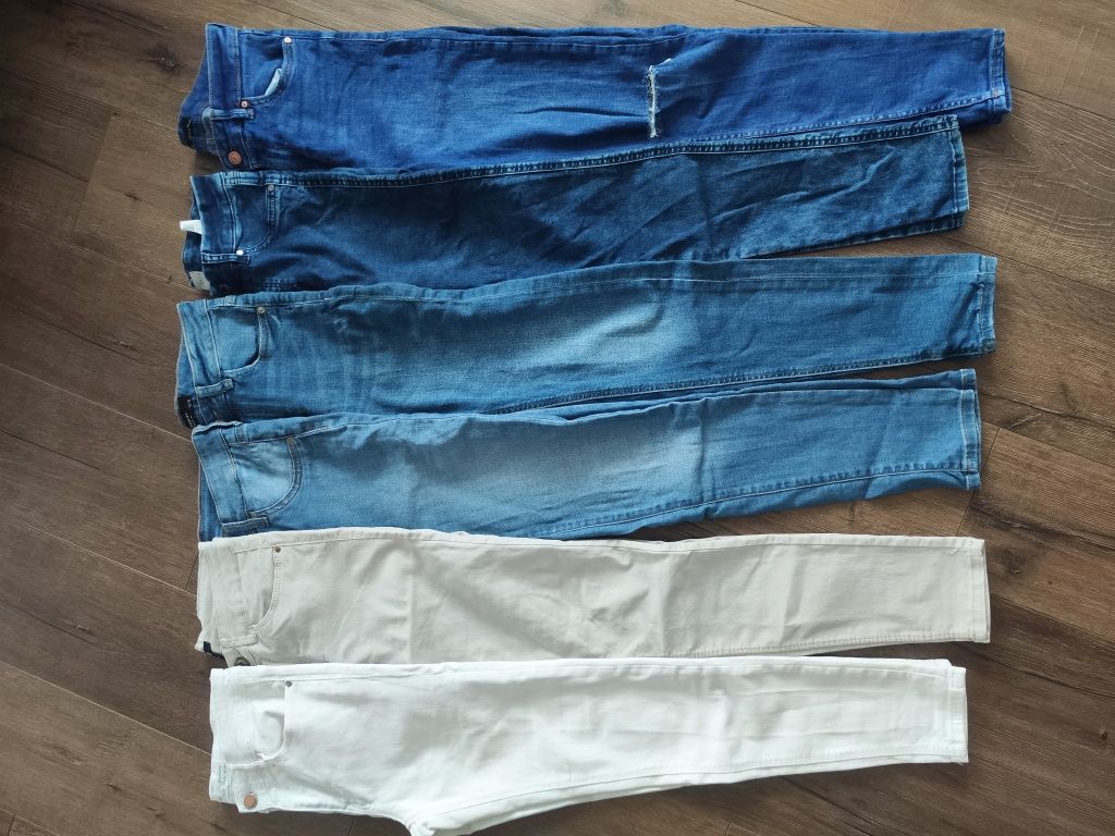 Jeansy dżinsy spodnie białe Stradivarius 36 low waist