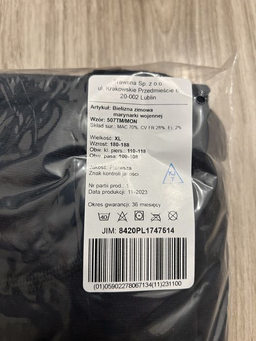 Bielizna zimowa MW 507TM/MON