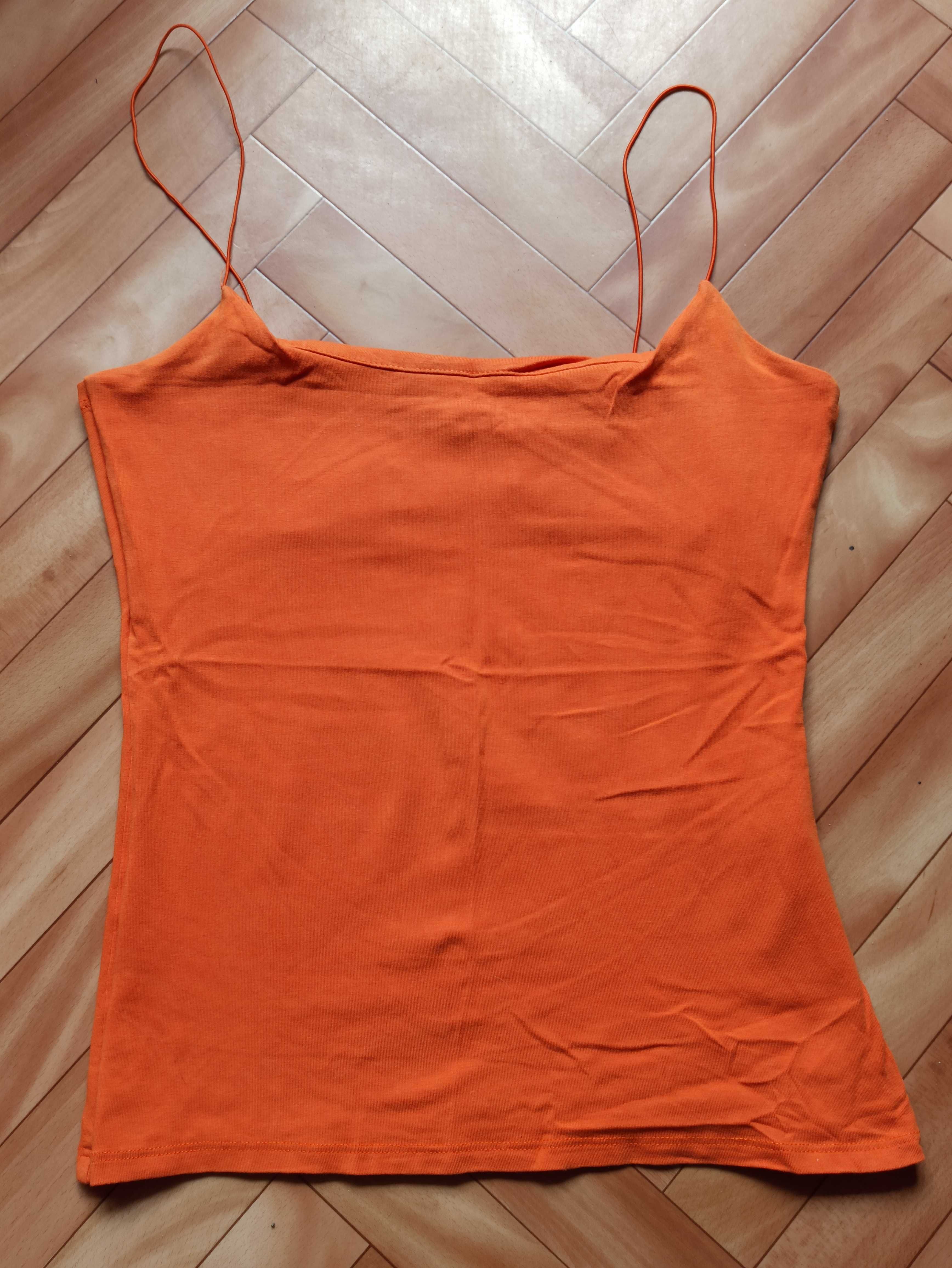 Pomarańczowy top t-shirt koszulka na szelkach rozmiar S Camaieu