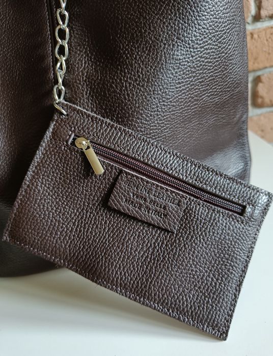 Torebka włoska Vera Pelle skóra naturalna na ramię i do ręki